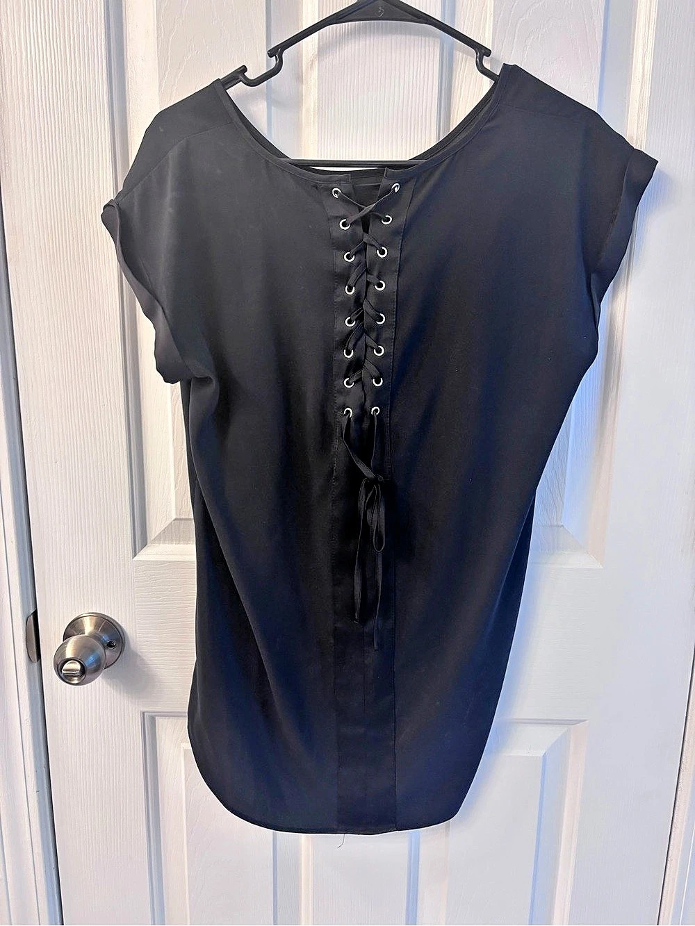 Express Black Lace-Up Blouse Size Medium